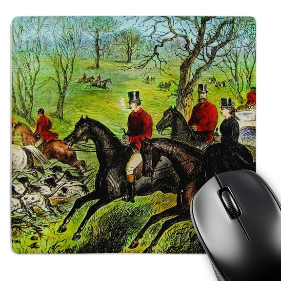 3dRose, Life of King Edward No. 26 The Fox Hunt Vintage Magic Lantern 1910, MousePad