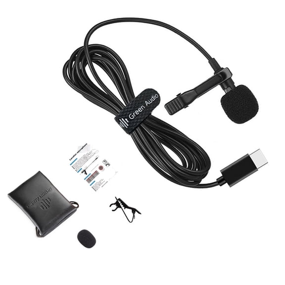 USB C Lavalier Microphone 360 Degree Pickup Clip On Mic for Laptops Streaming Conferencing Interviews & Online Singing