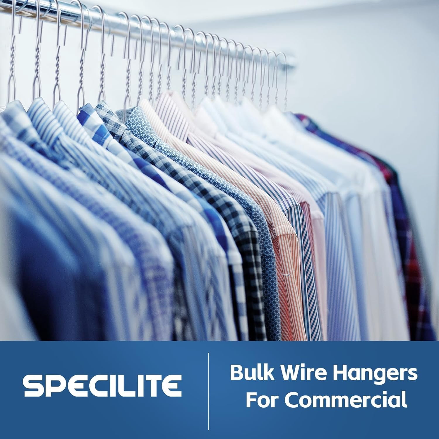 SPECILITE 18in Wire Metal Clothes Hangers Bulk 100 Pack, Space Saving, Ultra Thin for Large Size Suits, Coats, Silver