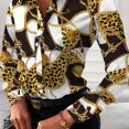 thumbnail image 1 of Blusa de mujer con cuello en V y botones estampados, manga larga, blusa suelta de otoño, 1 of 4