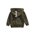 thumbnail image 3 of Seyurigaoka Boys Coat Dark Green Dinosaur Printed Pattern Hooded Jacket, 3 of 6