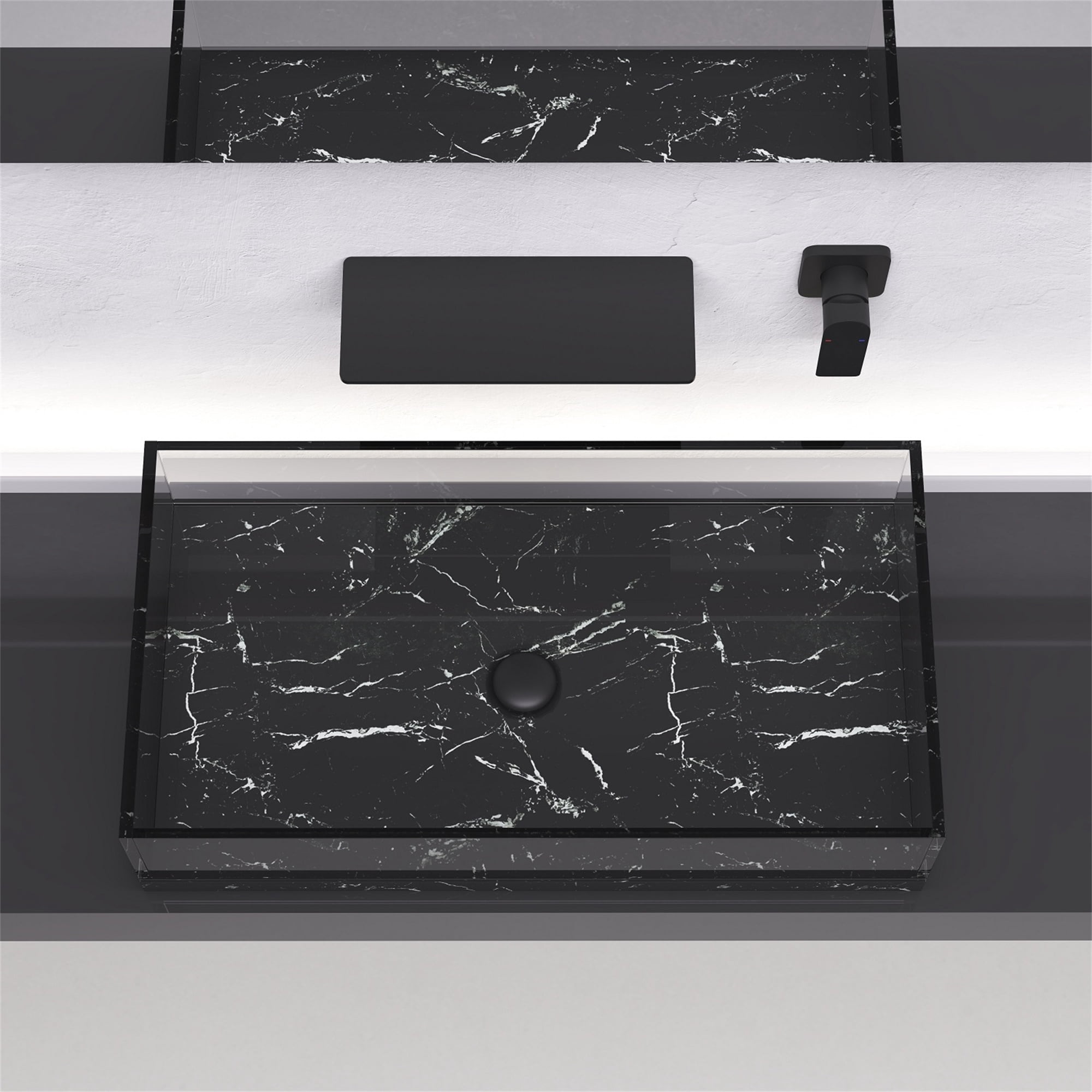 Cfowner Wall Mount Bathtub Faucet, Single Handle Bathroom Faucet, 2 Hole Waterfall Spout Faucet, Matte Black