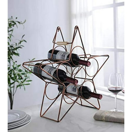 Kings Brand Furniture – Metal Countertop Tabletop Wine Rack - Freestanding Modern Wine Bottle Holder Stand, Brushed Copper- No Assembly Required