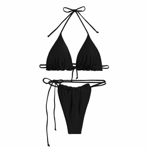 Conjunto Cómodo de Traje de Baño de Mujeres, Traje de Baño Sexy Y de Moda de Color Sólido para las Vacaciones en la Playa