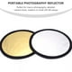thumbnail image 5 of Reflector de fotografía 2 en 1 dorado/plateado, portátil, de nailon, esencial para estudio, ligero y plegable, 2 piezas, 5 of 6