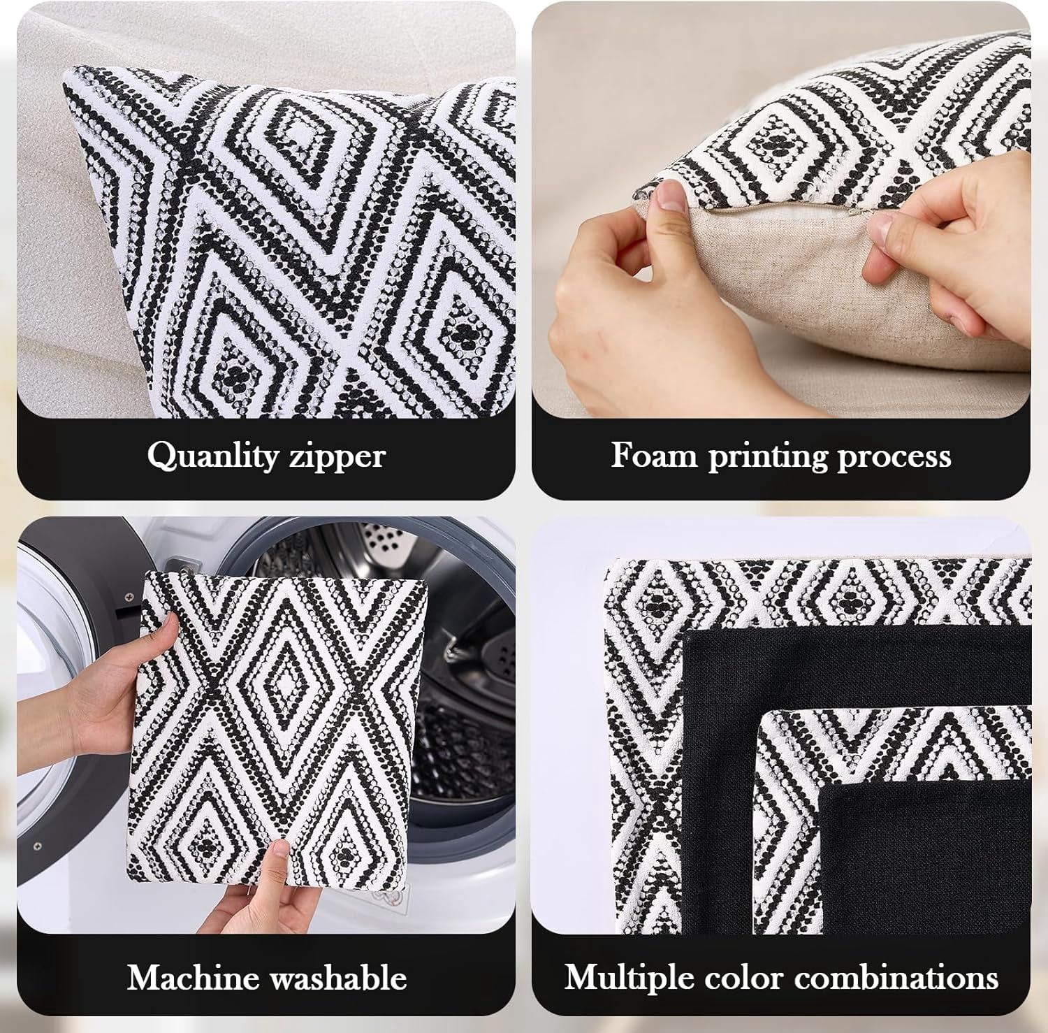 Wehilion Decorative Throw Pillow Covers Set of 2/4 Couch Pillows Linen Cushion Cover for Couch Sofa Living Room, 18"x18" inch