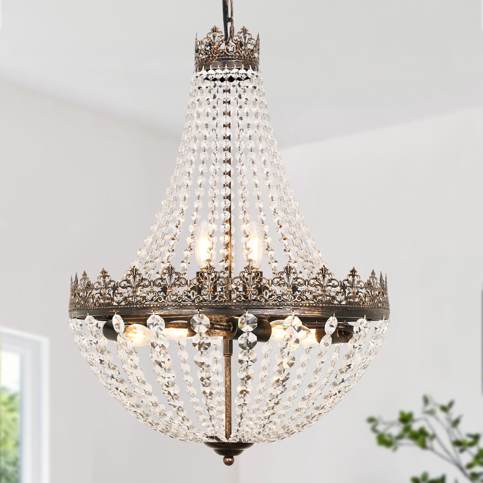 Nordic Hygge Crystal Antique French 6-Light Bedroom Chandelier