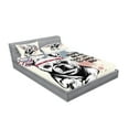 thumbnail image 2 of Ambesonne Animal Fitted Sheet & Pillow Sham Set, Tribal Feathers and Dog, Full, White Black, 2 of 2