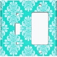 thumbnail image 2 of Metal Light Switch Plate Outlet Cover (Victorian Damask Flower Teal Pattern - Single Toggle Single Rocker), 2 of 2