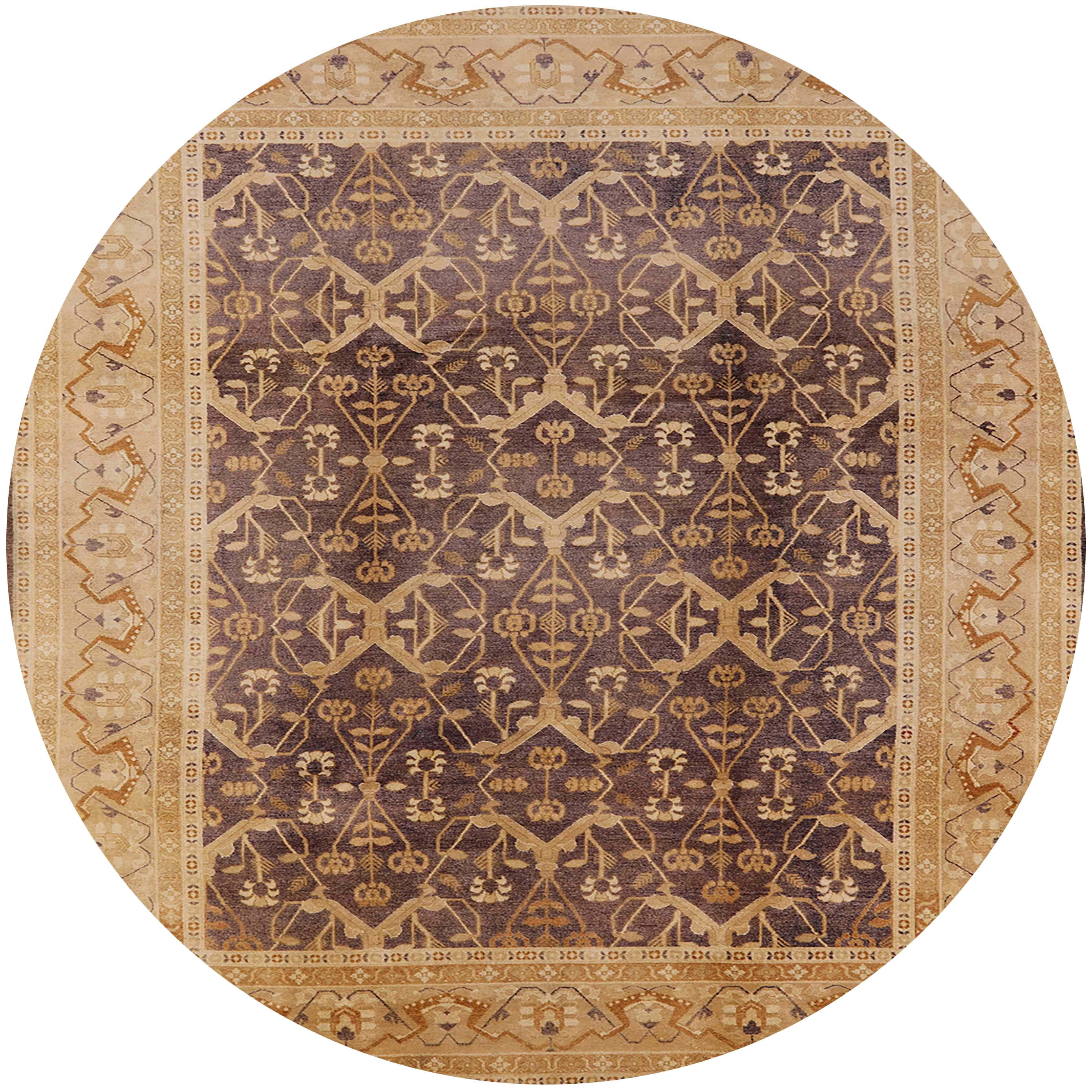 Round Sand Color Rug Ahgly Company Indoor Round Mid-Century Modern Brown Sand Brown Oriental ...