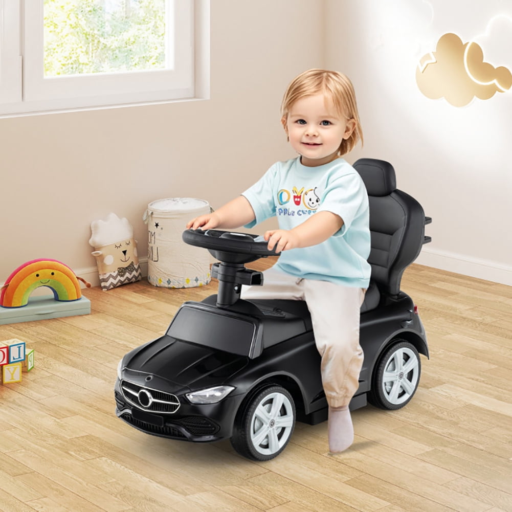 Spaco 3-in-1 Ride on Push Car, Mercedes-Benz Licensed Sliding Car with Canopy, Black