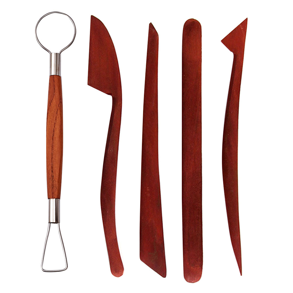 Elenxs 5pcs Wooden Polymer Clay Tool Modeling Clay Sculpture Tools Kits
