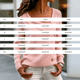 thumbnail image 3 of Comdrip Women's Asymmetrical Off Shoulder Knit Sweater Long Sleeve Loose Fit Wrap Fall Pullover with Side Buttons Blue L, 3 of 6