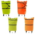 thumbnail image 4 of Portable Foldable Shopping Trolley Bag with Wheel with Wheel Foldable Shopping Waterproof Waterproof Shopping Cart Portable Oxford Cloth Tote Pouch, Orange Dot, 4 of 7