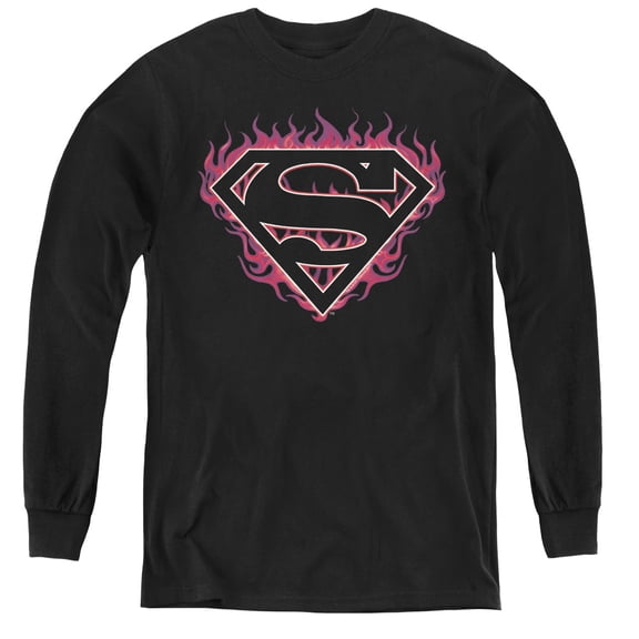 Superman - Fuchsia Flames - Youth Long Sleeve Shirt - Small