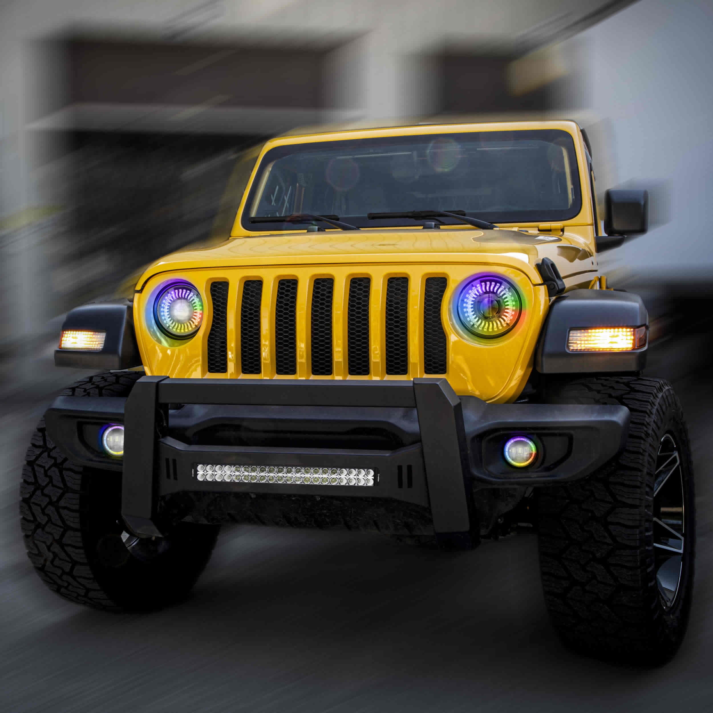 Metra JP-708RGBKT Chasing RGB 7" Projector Lights & 4" Fog Lights for Jeep