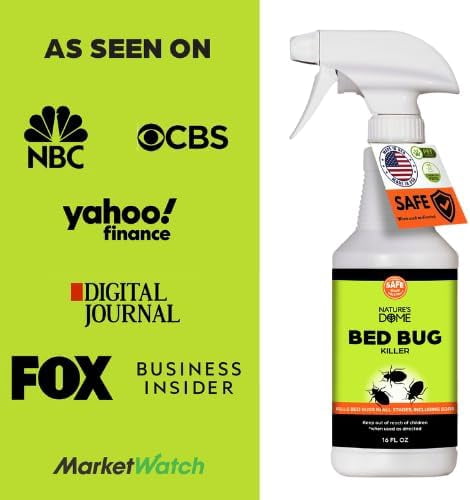 Nature's Dome Bed Bug Spray 1 Gallon | Natural Mite Killer Destroys Eggs for Indoor Use | Eco-Friendly Bed Bug Killer Spray for Flies | Long-Lasting 24 Hours Protection | Safe for Pets and Kids