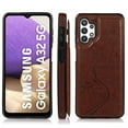 thumbnail image 2 of Galaxy A32 5G Case,Dteck Magnetic Leather Pattern Hybrid Rubber Shockproof Case Card Holder Wallet Back Kickstand Flip Cover for Samsung Galaxy A32 5G ,Brown, 2 of 7