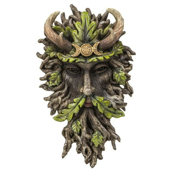 Wandrelief Greenman Horned God Triple Moon Wall Sculpture