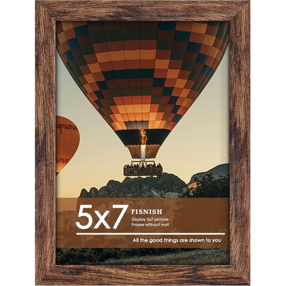 5x7 Picture Frame, for Tabletop Display and Wall Mounting, Brown