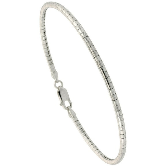 925 Sterling Silver Solid Italian Round Omega Chain Bracelet 3mm