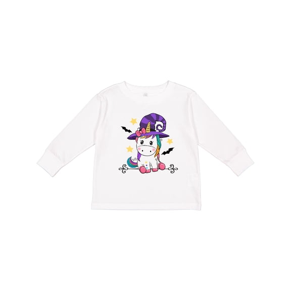 Inktastic Halloween Girls Unicorn Witch Girls Long Sleeve Toddler T-Shirt