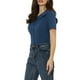 thumbnail image 4 of Camisa de carrera de mujer con cuello Peter Pan, botón hacia abajo, M azul oscuro, 4 of 5