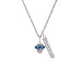 thumbnail image 2 of Delight Jewelry Silvertone Crystal Navy Blue Spinner Silvertone Fearless Bar Charm Necklace, 23", 2 of 4