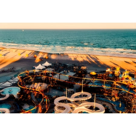 Canvas Print Pacific Amusement Park Ocean Rides California Sea Stretched Canvas 32 x