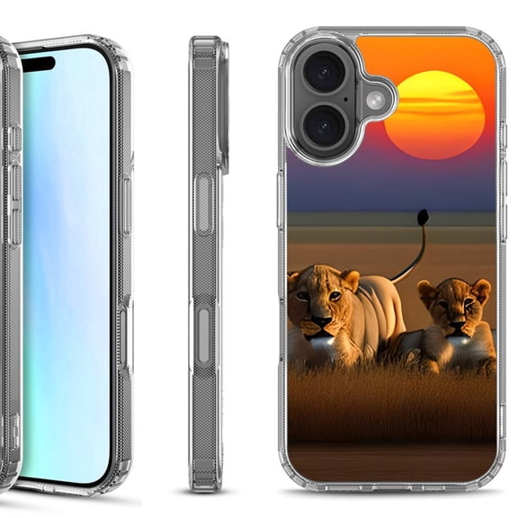 For iPhone 17 Shockproof Protective Phone Case, by OneToughShield - Lion Sunset