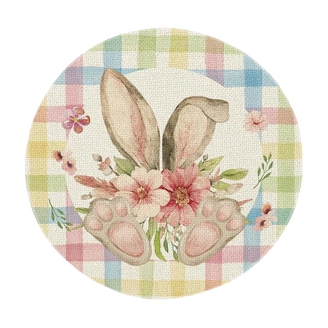 Napperon Rond de Pâques 14,57 Po Polyester Multicolore Protège-Table pour Repas des Fêtes