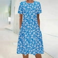 thumbnail image 2 of Drses Women's Casual Dresses Women's Summer Bohemian Print Short Sleeve Beach Dress Knee Length Dress Short Sleeve Dress for Women Summer, 2 of 5