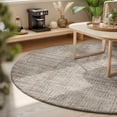 thumbnail image 3 of Round Rugs 4Ft, Brown Beige Round Area Rug Washable Indoor Throw Carpet, Farmhouse Linen Texture Soft Non Slip Circle Rug for Kitchen Nursery Room Home Decor, 3 of 8