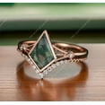 thumbnail image 5 of Unique Kite Cut Green Moss Agate Engagement Ring Set 14k Rose Gold plated Engagement CZ Ring For Women, 5 of 5