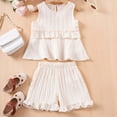 thumbnail image 2 of MEZZALL Summer Girls Outfits Toddler Casual Sleeveless Ruffled Shorts Set For 9 Months 6 Years Old Comfortable Playwear Everyday Wear Cozy Baby Wear, 2 of 9