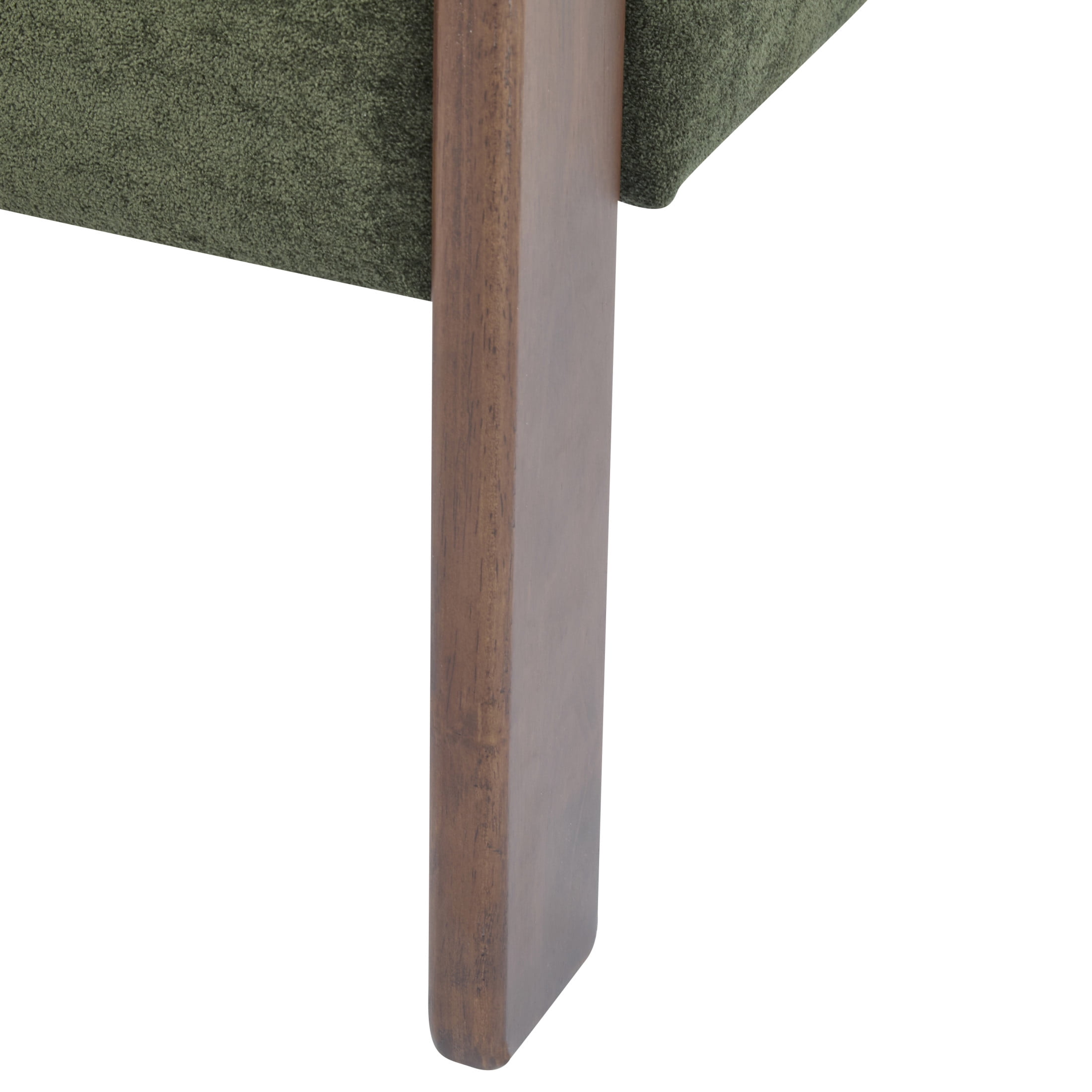 Eryndor Modern Velvet Upholstered Accent Arm Chair, Solid Wood Frame, Green + Walnut