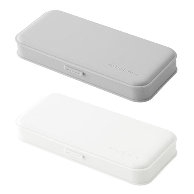 Paquete de 2 cajas de lápices de plástico con tapa, elegante caja organizadora de almacenamiento de suministros de oficina, 20,5*9,3*3 cm