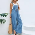 thumbnail image 2 of RPVATI Linen Baggy Overalls for Women Adjustable Straps Wide Leg Jumpsuit Lightweight Stretchy Sleeveless Maternity Overalls Blue XXL, 2 of 5