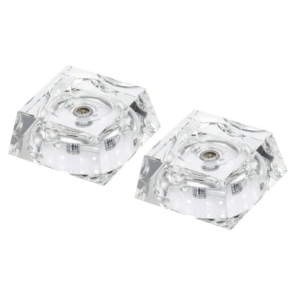 Unique Bargains Crystal LED Displays Base Stand Holders 60x50x25mm Powered by 3 AG3 Batteries Transparent for Glass Crystal 2 Pcs