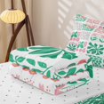 thumbnail image 5 of jejeloiu Minimalist Floral Zipper Twin Comforter Sets with Fitted Sheet and 2 Pillowcases For Girls,Pastel Pattern Zipper Bedding Set,White Pink Green,Reversible,4-Piece, 5 of 7
