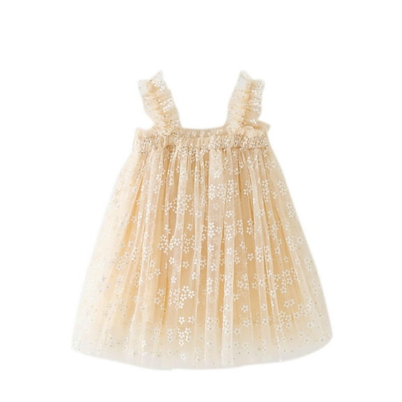 QingYiHua Toddler Baby Girls Daisy Tulle Tutu Dress Summer Sleeveless Birthday Party Princess Dress Little Kids Girls Babydoll Dress Sundress Today Deals