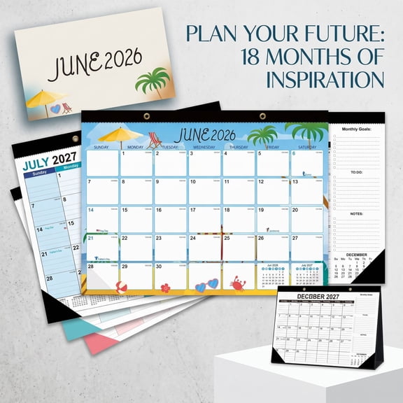 Large Wall Calendar 2026-2027, 17X12 Inch Monthly Calendar Planner with Writing Lines for Home Office Classroom Organization, 2026-2027 Planner for Wall with Metal Hanging Holes