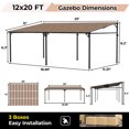 thumbnail image 5 of Lumiparty 12'x20' Outdoor Wall Mounted Gazebo, Hardtop Pergola, Metal Awnings for Patio Backyard Deck, 5 of 8