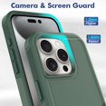 thumbnail image 4 of Decase for iPhone 16 Pro Max Rugged Case, Shockproof Heavy Duty Hybrid Protection Hard PC Shell Flexible TPU Bumper, Military Grade Drop Proof Durable Protective Case with Screen Protector,Darkgreen, 4 of 5