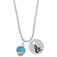 thumbnail image 1 of Delight Jewelry Silvertone Hot Blue Giraffe Print Spinner Silvertone Script Initial Disc - & - Charm Necklace, 20"+3", 1 of 4