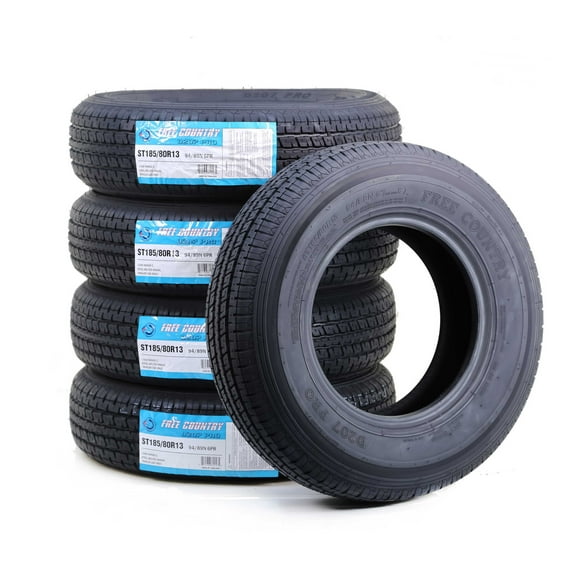 Set 5 Premium Free Country Trailer Tires ST 185/80R13 6PR Load Rangd C Steel Belted Radial w/Featured Scuff Guard 89/94N