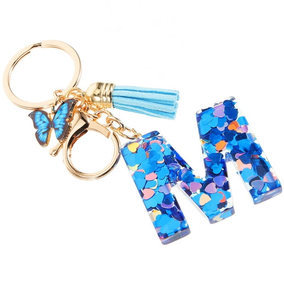 Raindrops Alloy Keychain Charm Initial Letter Keychains For Women 1Set 4.72X1.77X0.24in