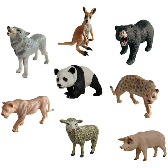 Animal Quest: Wild Kingdom Animals - 8 Piece Set, Toy Figurine Collection, Posed Wildlife, 3.5 - 4.75" Realistic Miniatures, Play & Display, Kids 3 