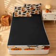 thumbnail image 4 of Homewish Halloween Retro Black Cat Zipper Twin Comforter Sets with Fitted Sheet and 2 Pillowcases, Witch Hat Pumpkin Zipper Bedding Set, Beige Orange, Black Reversible, 4 of 7