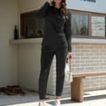 thumbnail image 6 of Wangmeiwg Thermal Underwear Top for Women - Autumn Winter Cozy Set with Round Neck Long Sleeves and Thick Bottoming Shirt and Slim Fit Elastic Waist Trousers Black S, 6 of 8